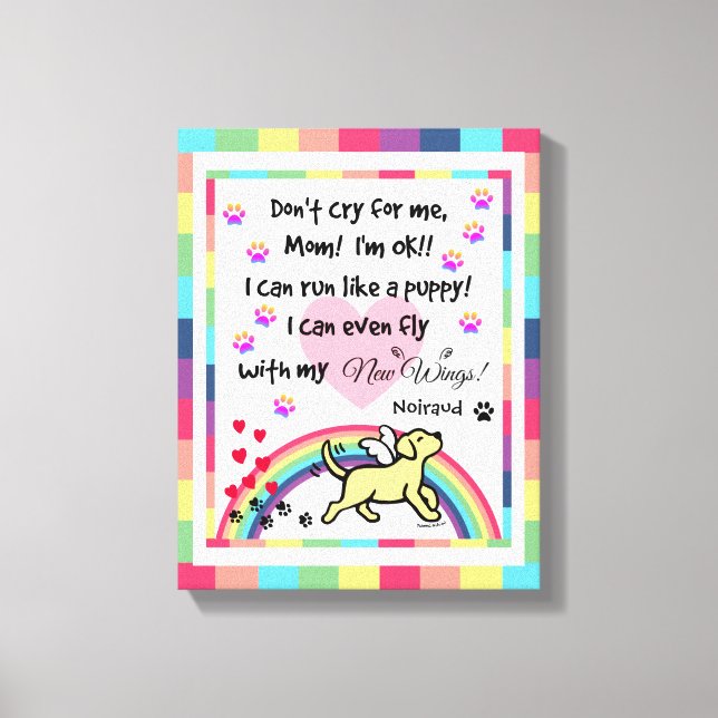 Toile Yellow Labrador Trotting Rainbow Bridge art (Recto)