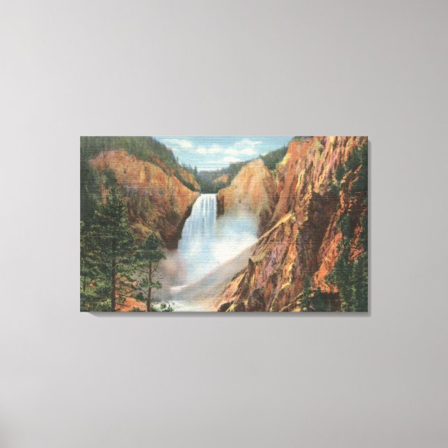 Toile Yellowstone, WY - Great Falls et Grand (Recto)