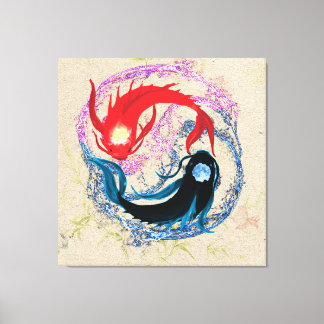 Toile yin yang koi fish japonais style d'art équilibre