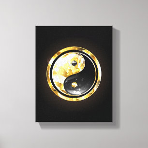 Toile Yin Yang or sur noir