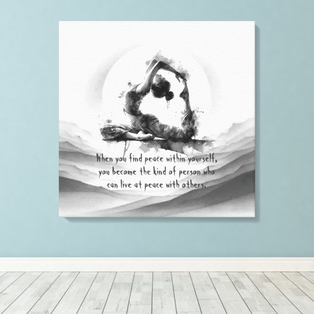 Toile Yoga Reiki à une jambe King Pigeon Pose Aquarelle (Insitu (Plancher de Bois))