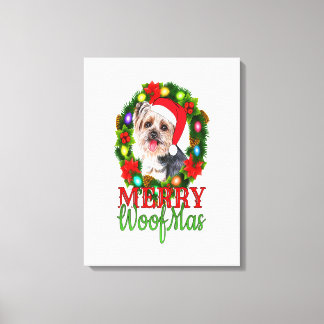 Toile YORKIE CHRISTMAS MERRY WOOFMAS Dog Lover Yorkshire