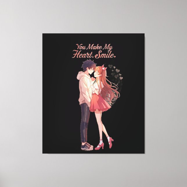 Toile You Make My Heart Smile Anime Couple T-Shirt (Recto)