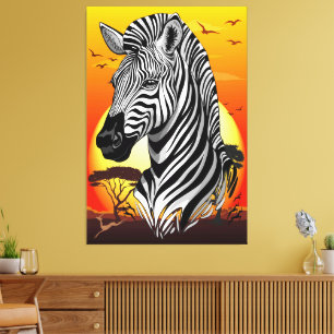 Toile Zebra African Savanna Wild Animal