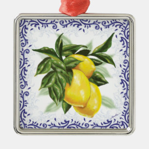 Toile Zitronen-Verzierung Silbernes Ornament