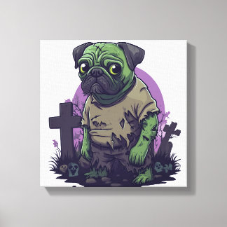 Toile Zombie Pug � Undead Funny Halloween Dog