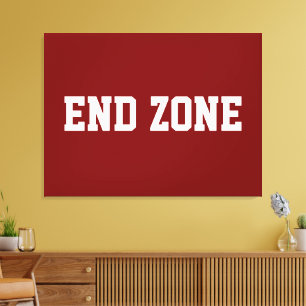 Toile ZONE DE BOUT Fun Texte de Football Athlétique sur