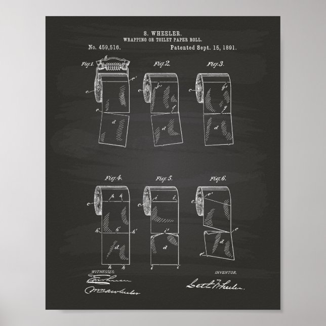 Toilet Paper Roll 1891 Patent Art Chalkboard Poster (Vorne)
