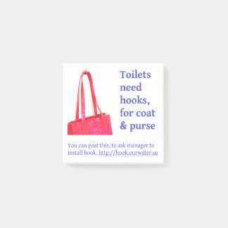 Toilets need hooks, for coat & purse-Post-It Notes Post-it Klebezettel