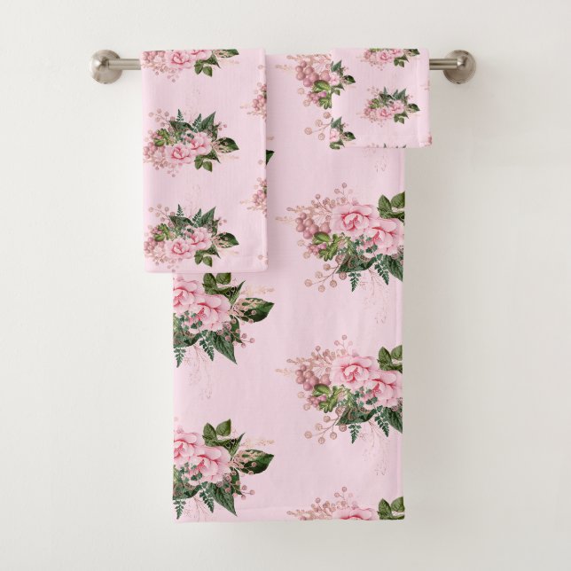 TOILETTE DE SALLE DE BAINS EN BOTANIQUE ROSE FLORA (En situation)