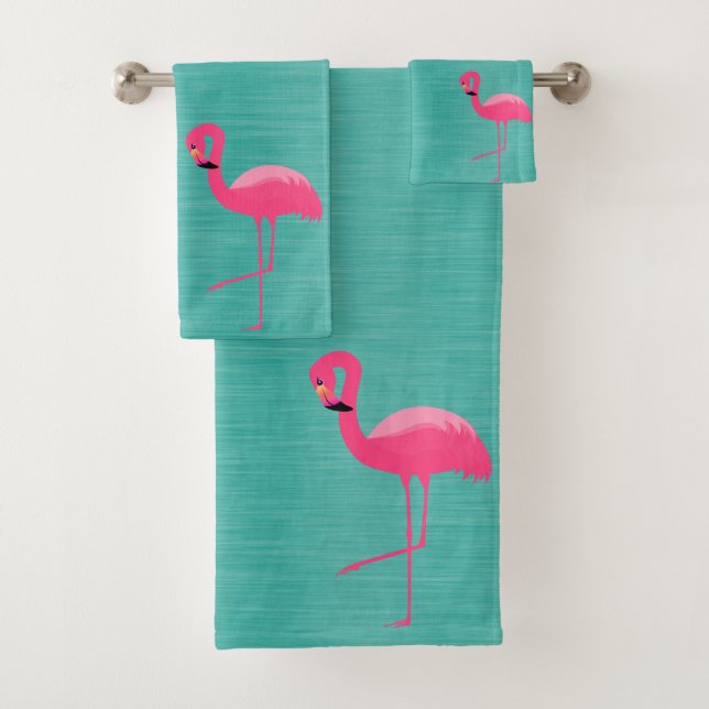 TOILETTE DE SALLE DE FLAMANTS ROSES EN TEXTURE BRU (En situation)