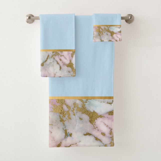 TOILETTE EN MARBRE PASTEL OR BLEU (En situation)