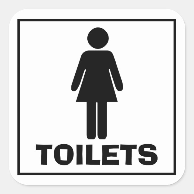 Toilette Quadratischer Aufkleber (Vorderseite)