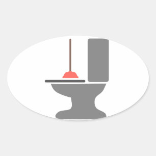 Toilette und Hunger Ovaler Aufkleber