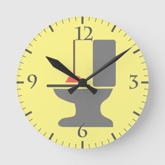 Toilette und Hunger Runde Wanduhr (Vorderseite)