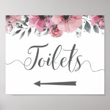 Toiletten auf diesem Weg Schild. Links Pfeilrichtu