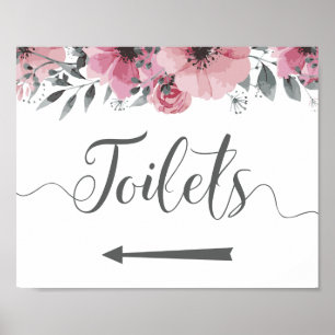 Toiletten auf diesem Weg Schild. Links Pfeilrichtu Poster