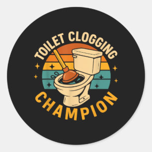 Toiletten-Verstopfungs-Champion Lustiger Badezimme Runder Aufkleber