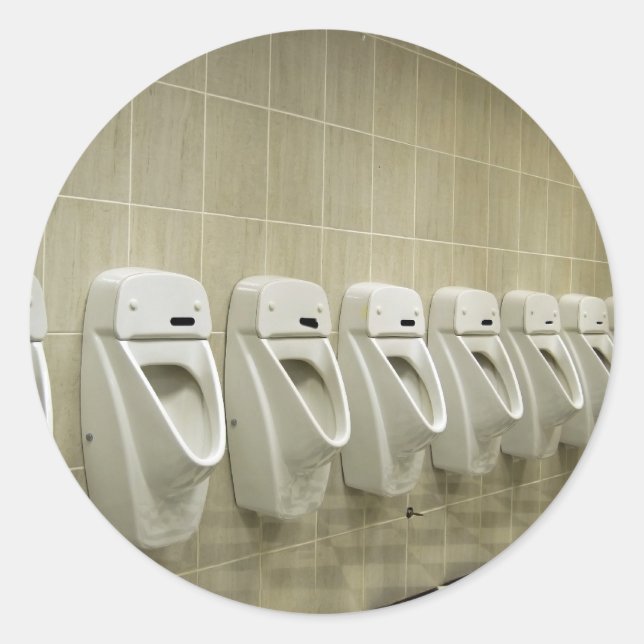 Toilettenbereich mit Urinzeile Runder Aufkleber (Vorderseite)