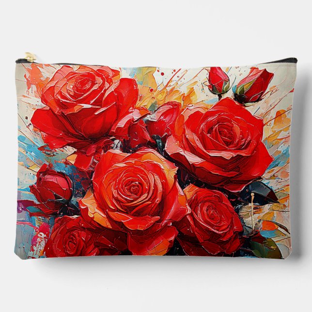 Toilettenbeutel - Die Rote Rosen Kunstwerk Zubehörtasche (Vorderseite)