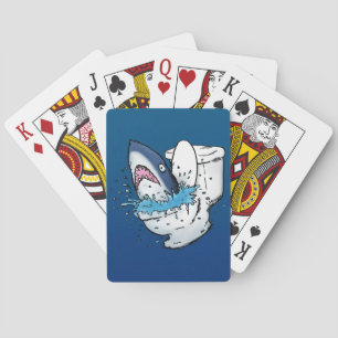 Toilettenhaie Sonniger Cartoon Illustration Poker Spielkarten