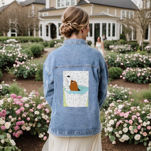 Toilettenhund Jeansjacke (Hochzeit Rückseite)