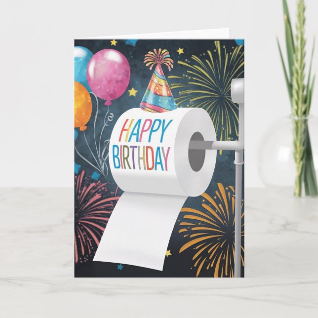 Toilettenpapier Geburtstagsgeschenk: Luftballons F Karte (Vorderseite)