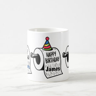 Toilettenpapier mit Geburtshaus zeichnend Kaffeetasse