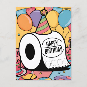 Toilettenpapier mit Geburtstagshut Ballons Postkarte