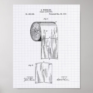 Toilettenpapier Roll 1891 Patent Art - Lined Peper Poster
