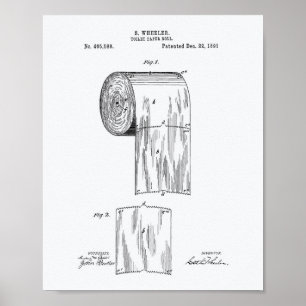 Toilettenpapier Roll 1891 Patentart - Weißbuch Poster