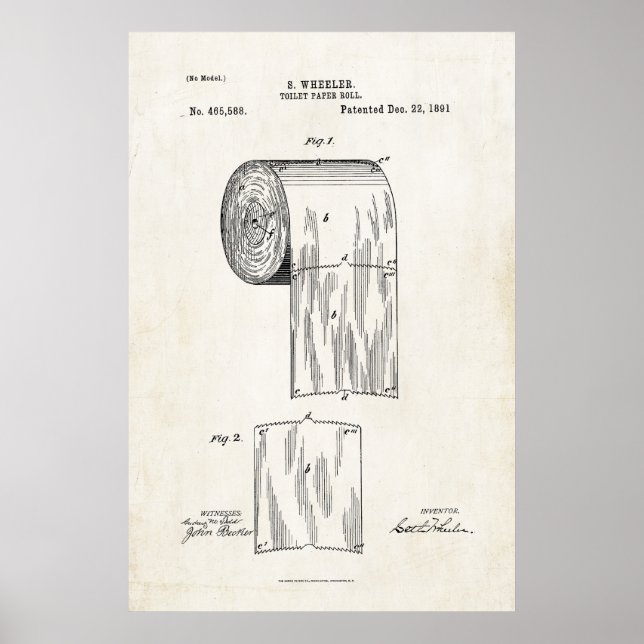 Toilettenpapier Roll Patent Print Poster (Vorne)