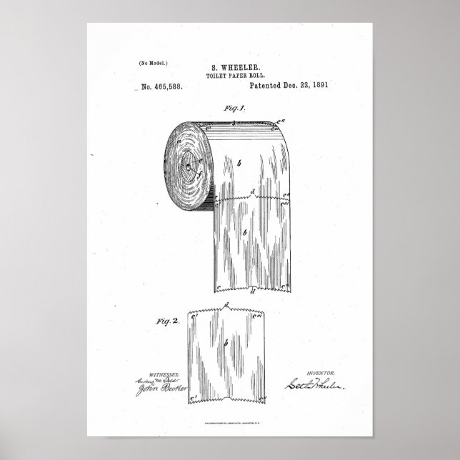 Toilettenpapier Rolle Patent Print White Poster (Vorne)