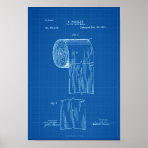 Toilettenpapier-Rollenpatent-Druck-Plakat-Plan Poster