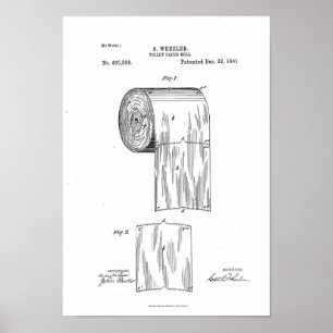 Toilettenpapier-Rollenpatent-Druck-Weiß-Plakat Poster