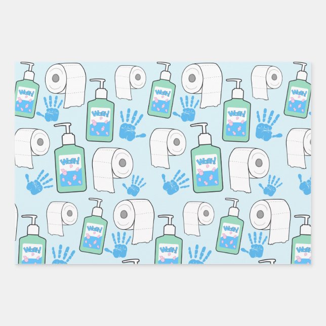 Toilettenpapier und Handschangenmuster Geschenkpapier Set (Vorderseite)