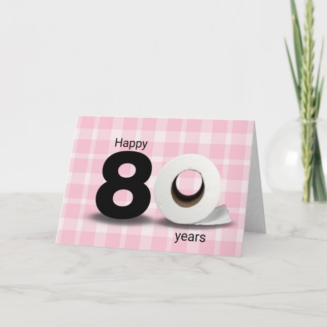Toilettenpapier zum 80. Geburtstag auf karierter R Karte (Vorderseite)