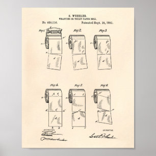 Toilettenpapierrollen 1891 Patent Kunst Altes Papi Poster