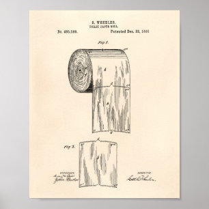 Toilettenpapierrollen 1891 Patentkunst - Altes Pap Poster