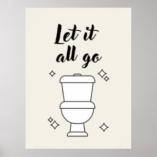Toilettenregeln Minimalistische Schwarz-Weiß-Wandk Poster