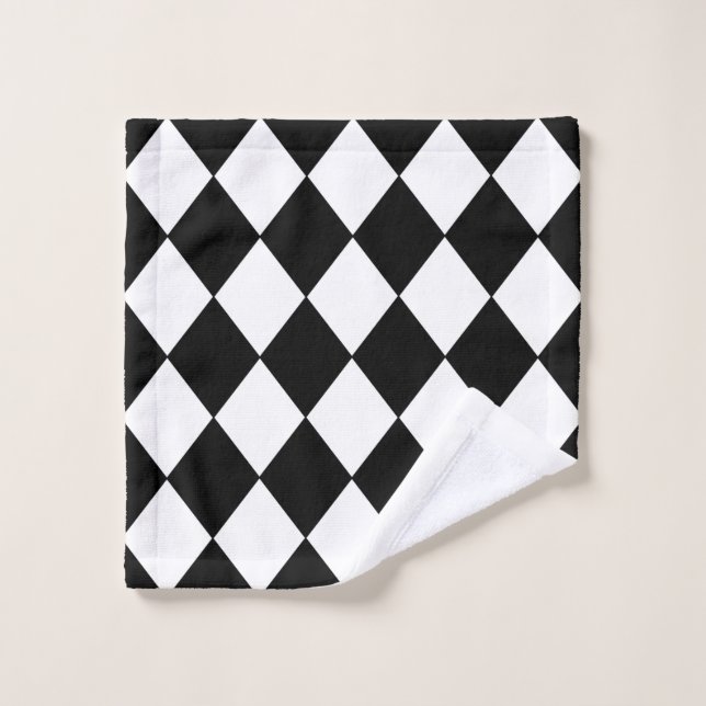 Toit de linge À damiers noir et blanc (Gant de toilette)