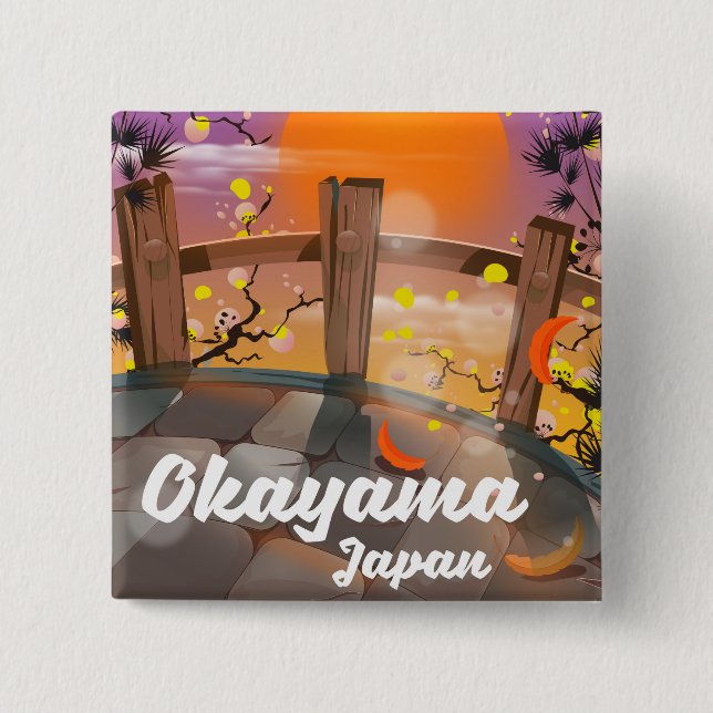 Tokama japanisches Blütenposter. Button (Vorderseite)