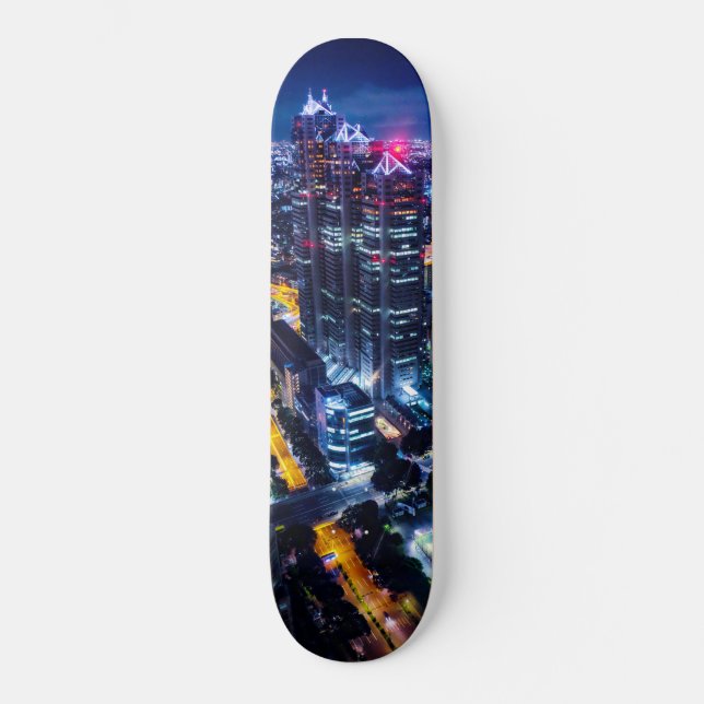 Tokio in der Nacht Skateboard (Vorderseite)