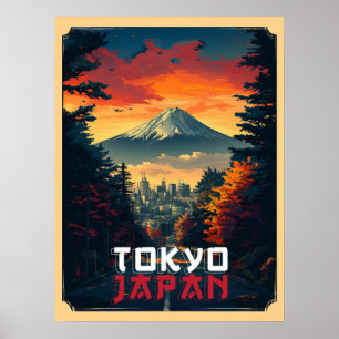 Tokio, Japan : Berg Fuji und Stadtbild Poster