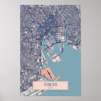 Tokio Japan Breezy Stadtplan Reise Poster