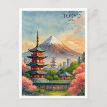 Tokio Japan City Wasserfarbe Souvenir