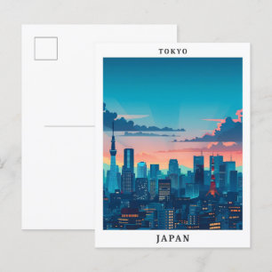 Tokio Japan Elegante Art Vintage Postkarte