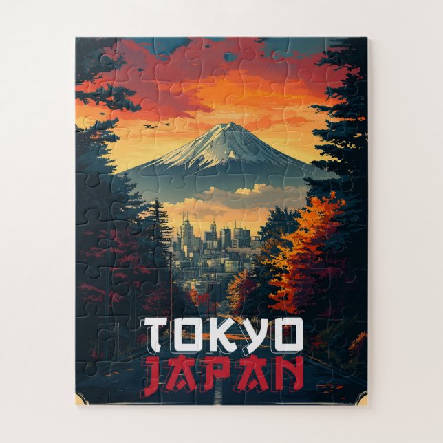 Tokio, Japan: Fuji und Stadtbild (Vertikal)