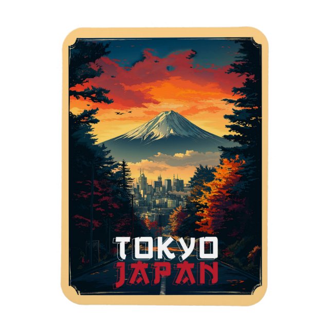 Tokio, Japan: Fuji und Stadtbild Magnet (Vertikal)