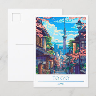 Tokio Japan Kunst Vintage Reise Postkarte